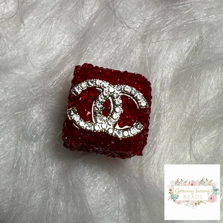 Cici Square Red Rhinestone Bead