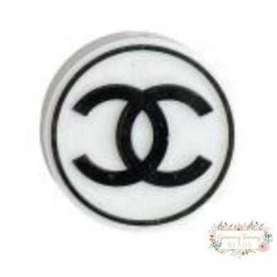 Cici White & Black Round Silicone Focal Bead Beads