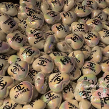 Load image into Gallery viewer, CiCi White Iridescent heart-shaped Acrylic 16mm Bead - 5 Count 16mm acrylic heart beads

