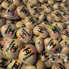 Load image into Gallery viewer, CiCi White Iridescent heart-shaped Acrylic 16mm Bead - 5 Count 16mm acrylic heart beads
