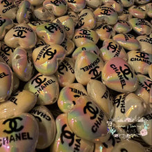 Load image into Gallery viewer, CiCi White Iridescent heart-shaped Acrylic 16mm Bead - 5 Count 16mm acrylic heart beads
