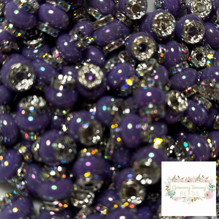 Purple Rhinestone Pearl Spacer Beads Spacers