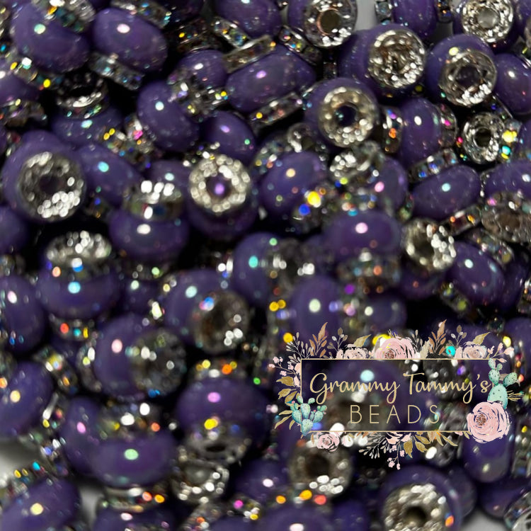 Purple Rhinestone Pearl Spacer Beads Spacers