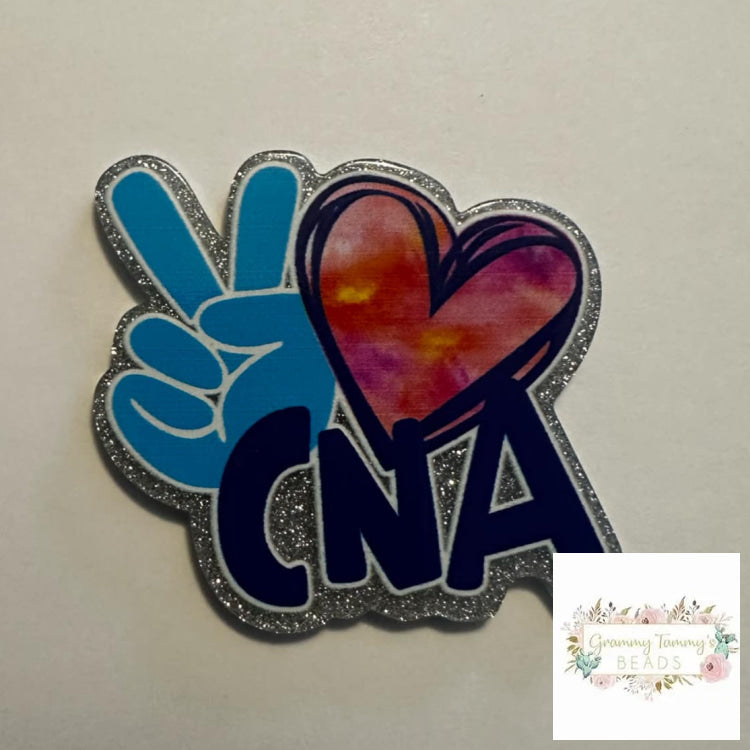 Cna Peace Glitter Flatback