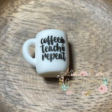 Load image into Gallery viewer, Coffee Teach Repeat Mug Silicone Focal Bead Beads
