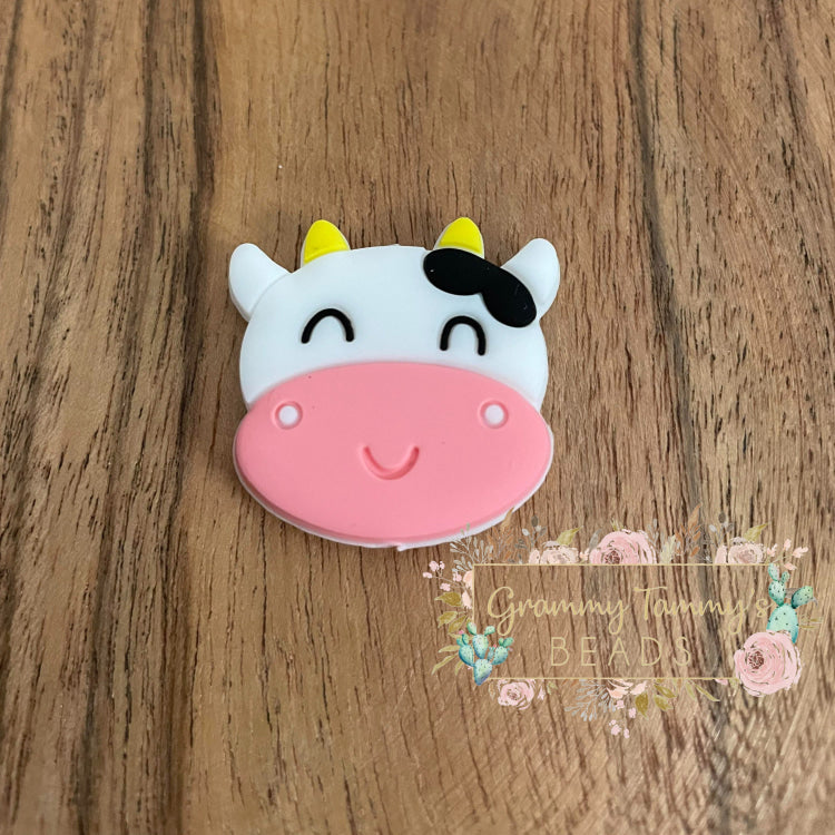 Cow Bead - Pink Silicone Focal