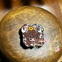 Load image into Gallery viewer, Cow - Brown With Pink Bow Silicone Focal Bead Beads
