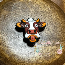 Load image into Gallery viewer, Cow Funny Brown Silicone Focal Bead Beads
