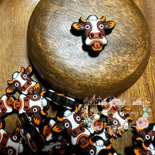 Load image into Gallery viewer, Cow Funny Brown Silicone Focal Bead Beads
