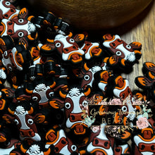 Load image into Gallery viewer, Cow Funny Brown Silicone Focal Bead Beads
