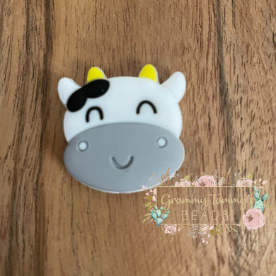 Cow - Grey Silicone Focal Bead