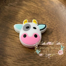 Load image into Gallery viewer, Pink &amp; Blue Cow Silicone Focal Bead Beads
