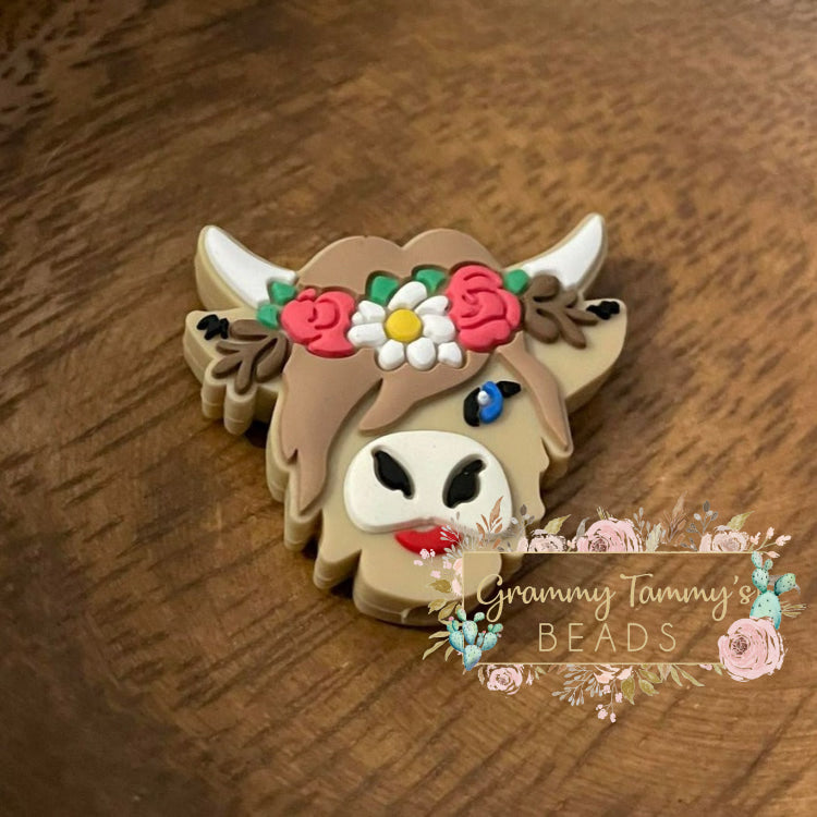 Pretty Cow Silicone Focal Bead Beads