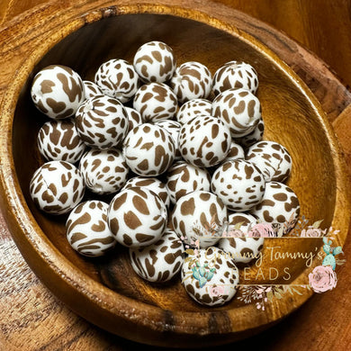 Cow Print 12Mm Silicone Bead