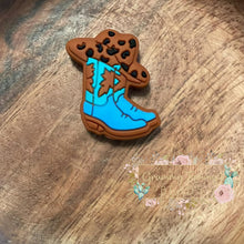 Load image into Gallery viewer, Blue Cowboy Boots/Hat Silicone Focal Bead
