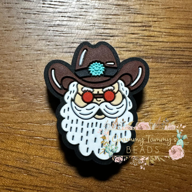 Cowboy Santa Silicone Focal Bead