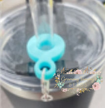 Load image into Gallery viewer, Cup Straw Charm Holders Available In Different Colors Turquoise Holders
