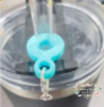 Load image into Gallery viewer, Cup Straw Charm Holders Available In Different Colors Turquoise Holders
