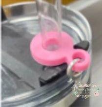 Load image into Gallery viewer, Cup Straw Charm Holders Available In Different Colors Pink Holders
