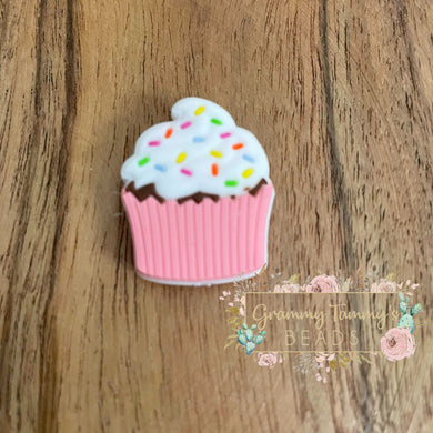 Pink Cupcake - Silicone Focal Bead