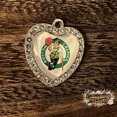Custom Basketball Crystal Heart Charm - 1 Count Charms