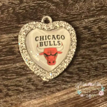 Load image into Gallery viewer, Custom Basketball Crystal Heart Charm - 1 Count Charms
