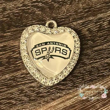 Load image into Gallery viewer, Custom Basketball Crystal Heart Charm - 1 Count San Antonio Spurs Charms
