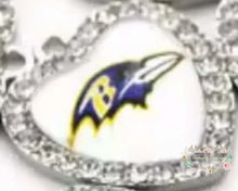 Load image into Gallery viewer, Custom Football Crystal Heart Charm - 1 Count 10-Ravens Charms
