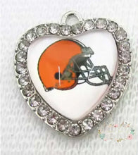 Load image into Gallery viewer, Custom Football Crystal Heart Charm - 1 Count 13-Browns Charms
