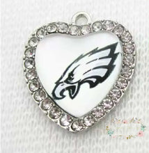 Load image into Gallery viewer, Custom Football Crystal Heart Charm - 1 Count 16-Eagles Charms
