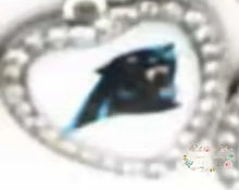 Load image into Gallery viewer, Custom Football Crystal Heart Charm - 1 Count 19-Panther Charms
