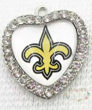 Load image into Gallery viewer, Custom Football Crystal Heart Charm - 1 Count 20-Saint Charms

