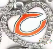 Load image into Gallery viewer, Custom Football Crystal Heart Charm - 1 Count 24-Bears Charms
