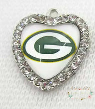 Load image into Gallery viewer, Custom Football Crystal Heart Charm - 1 Count 25-Packer Charms
