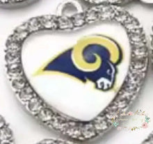 Load image into Gallery viewer, Custom Football Crystal Heart Charm - 1 Count 29-Rams Charms
