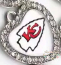 Load image into Gallery viewer, Custom Football Crystal Heart Charm - 1 Count 8-Chief Charms
