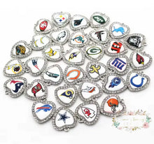Load image into Gallery viewer, Custom Football Crystal Heart Charm - 1 Count Charms
