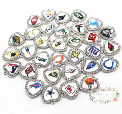Custom Football Crystal Heart Charm - 1 Count Charms