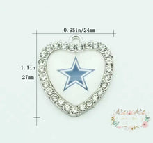 Load image into Gallery viewer, Custom Football Crystal Heart Charm - 1 Count 1-Cowboy Charms
