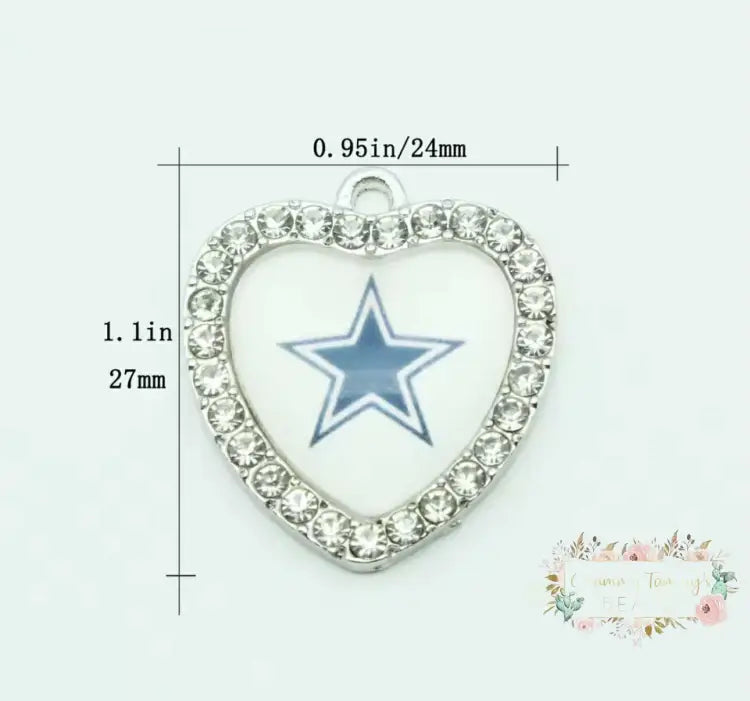 Custom Football Crystal Heart Charm - 1 Count 1-Cowboy Charms