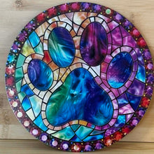 Load image into Gallery viewer, Acrylic Suncatcher with Chain - Large - Colorful Pawprint
