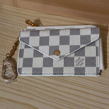 Load image into Gallery viewer, LV Grey &amp; White Zipper Coin Purse Keychain - Card Holder
