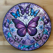 Load image into Gallery viewer, Acrylic Suncatcher with CHain - Large- Purple Butterfly

