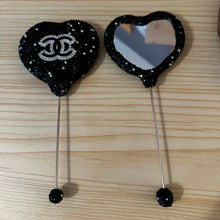 Load image into Gallery viewer, Beadable Rhinestone CiCi Mirror - Black &amp; Silver
