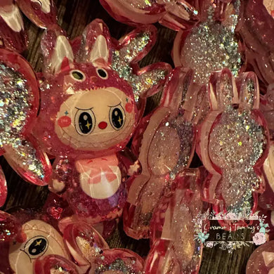 Dark Pink Lububu Glitter Shaker Flatback Glitter Flatback