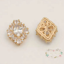 Load image into Gallery viewer, Diamond Shaped Rhinestone Beads - 1 Count - Assorted Colors Available Diamond/Gold Rhinestone Designs
