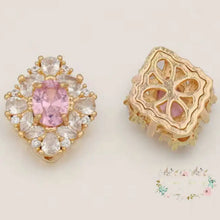 Load image into Gallery viewer, Diamond Shaped Rhinestone Beads - 1 Count - Assorted Colors Available Pink/Gold Rhinestone Designs
