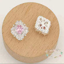 Load image into Gallery viewer, Diamond Shaped Rhinestone Beads - 1 Count - Assorted Colors Available Pink/Silver Rhinestone Designs
