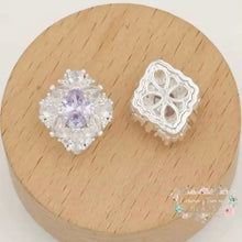 Load image into Gallery viewer, Diamond Shaped Rhinestone Beads - 1 Count - Assorted Colors Available Purple/Silver Rhinestone Designs
