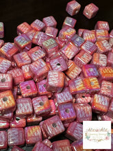 Load image into Gallery viewer, DiDi Pink Square 16mm Acrylic Beads - 5 Count 16mm Square Designer Inspired Beads
